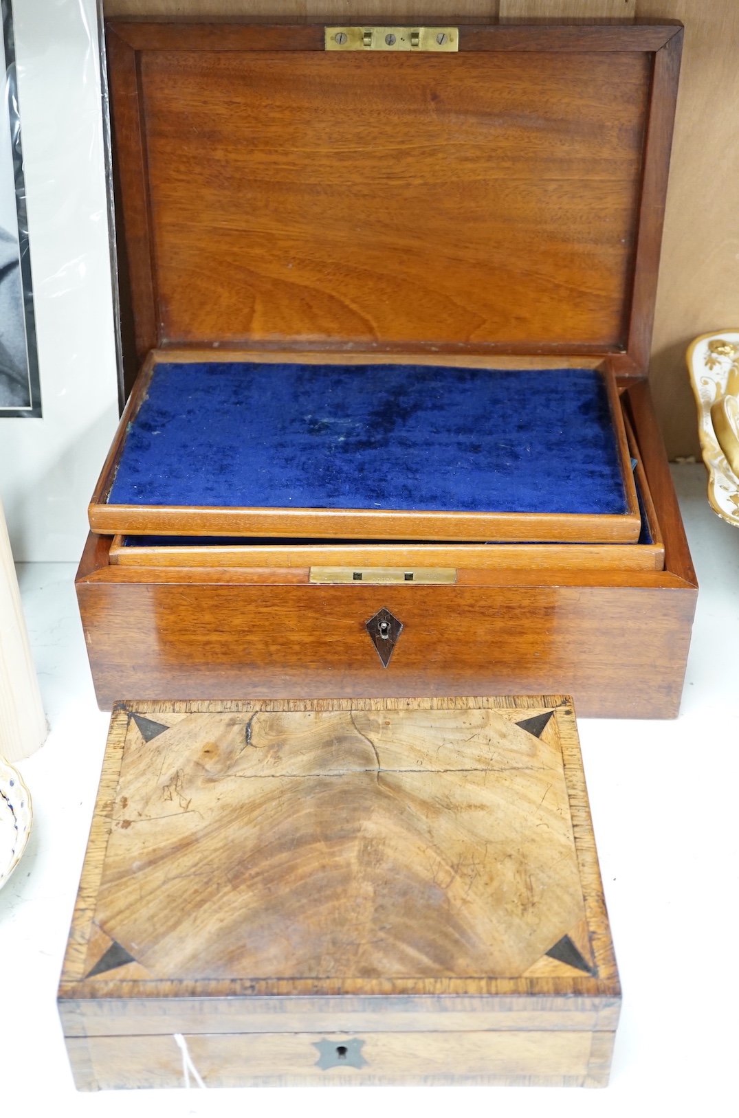 A 19th century mahogany jewellery box and a similar vanity box